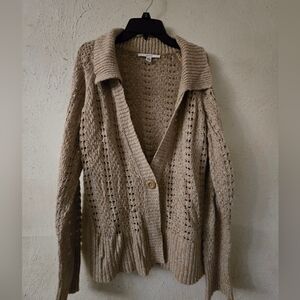 Cozy Beige Knit Cardigan Sweater